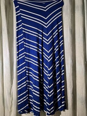 Blue and White Striped A-Line Womens Skirt